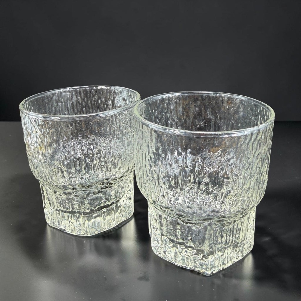 Iittala Aslak Double Old Fashioned Glasses Set of 2 Tapio Wirkkala Finland 4in